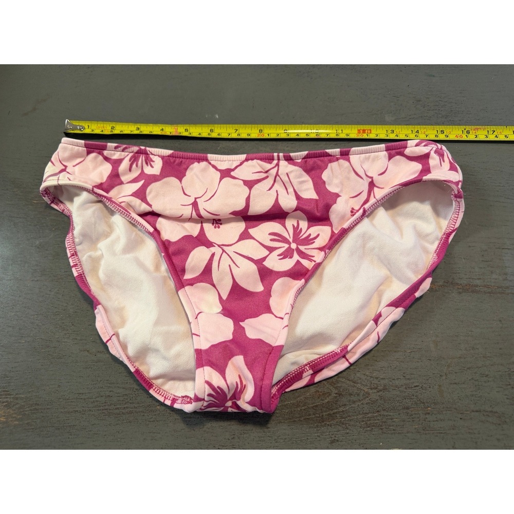 Cherokee Brand Pink Hibiscus Floral Bikini Bottom Swimwear Size 12 Made in USA